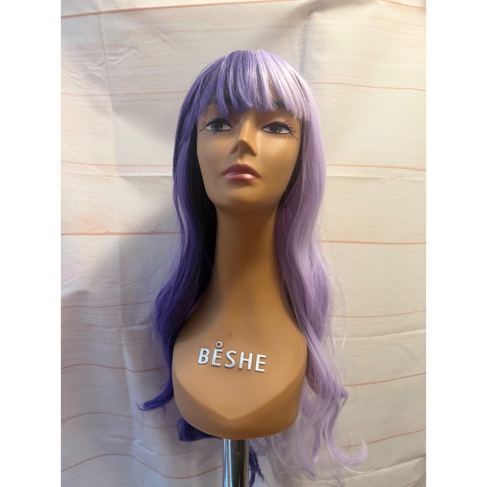 1/2light1/2 darker purple wig